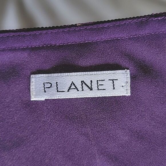 Vtg Y2K plum silk chiffon floral print sleeveless midi dress - Picture 5 of 14